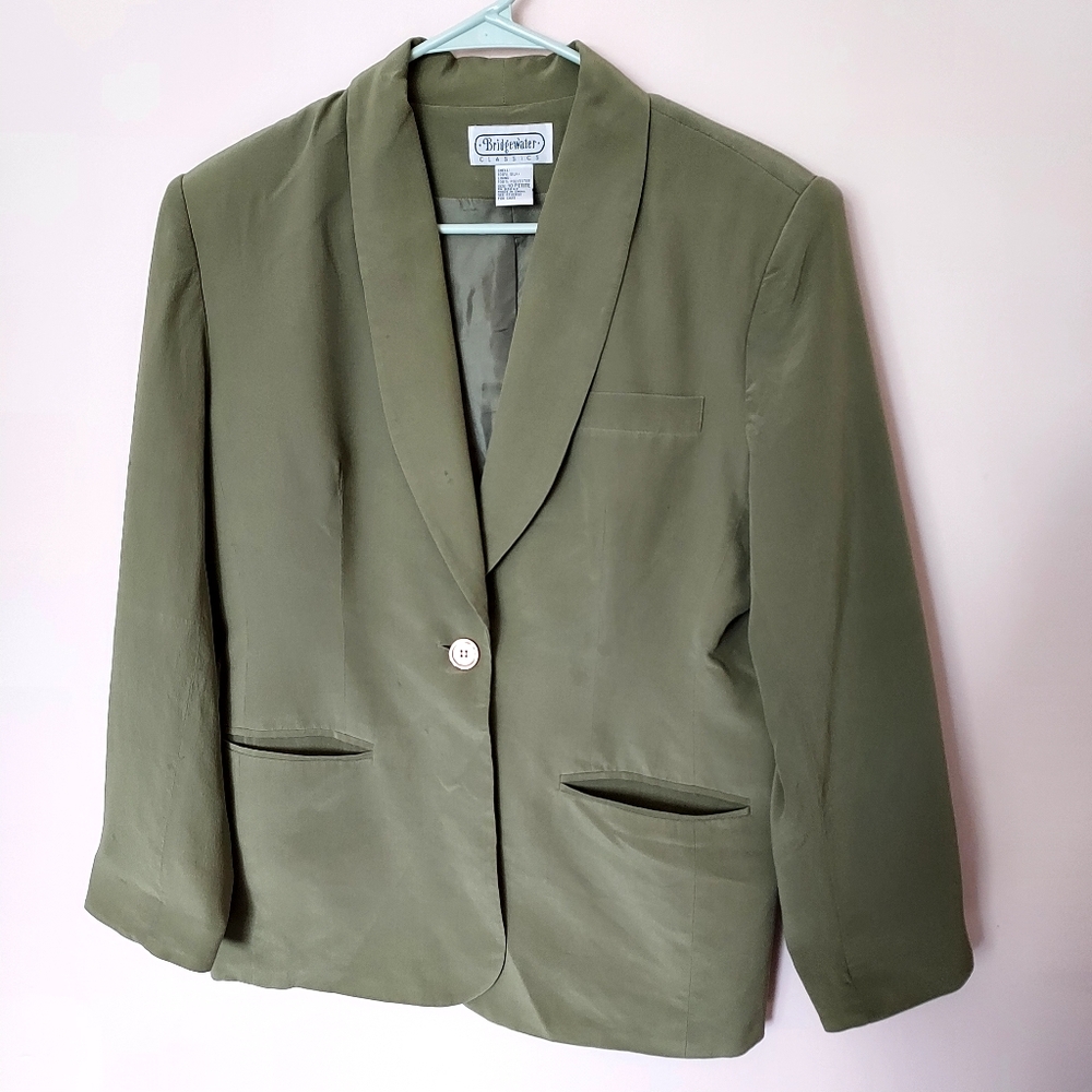 Vintage Bridgewater Classics Silk Olive Green blazer 10P Career Church Fall